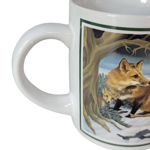 Applause Winter Wildlife Mug Realistic Art Regan Snow Conservation Fox 1985 VTG - Picture 5 of 10